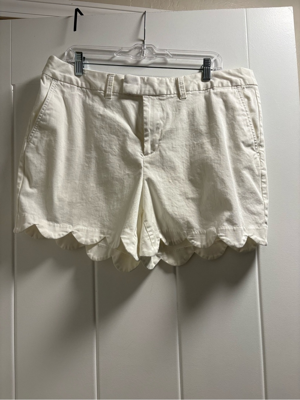 Lands' End White Scalloped Hem Shorts